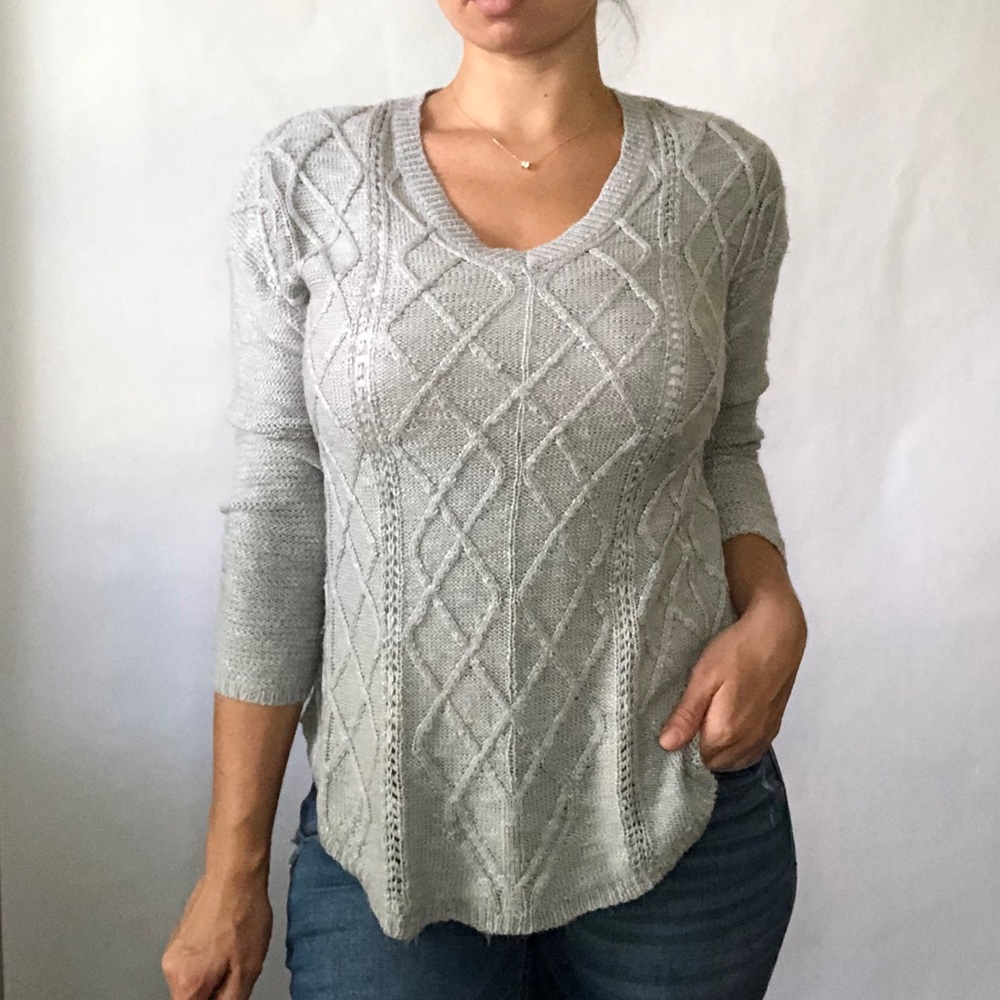 Rue21 | Gray Argyle Knit Sweater Sz Med - Picture 1 of 8